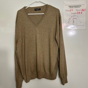 Kallspin Men's M Cashmere Wool Blend Relaxed V Neck Pullover Sweater size XL